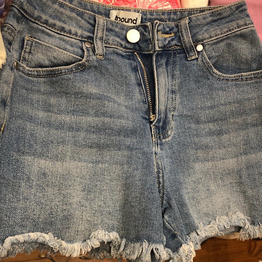 Abound Light Blue Frayed Hem Denim Shorts